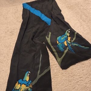 Black Scarf with Parrot Design